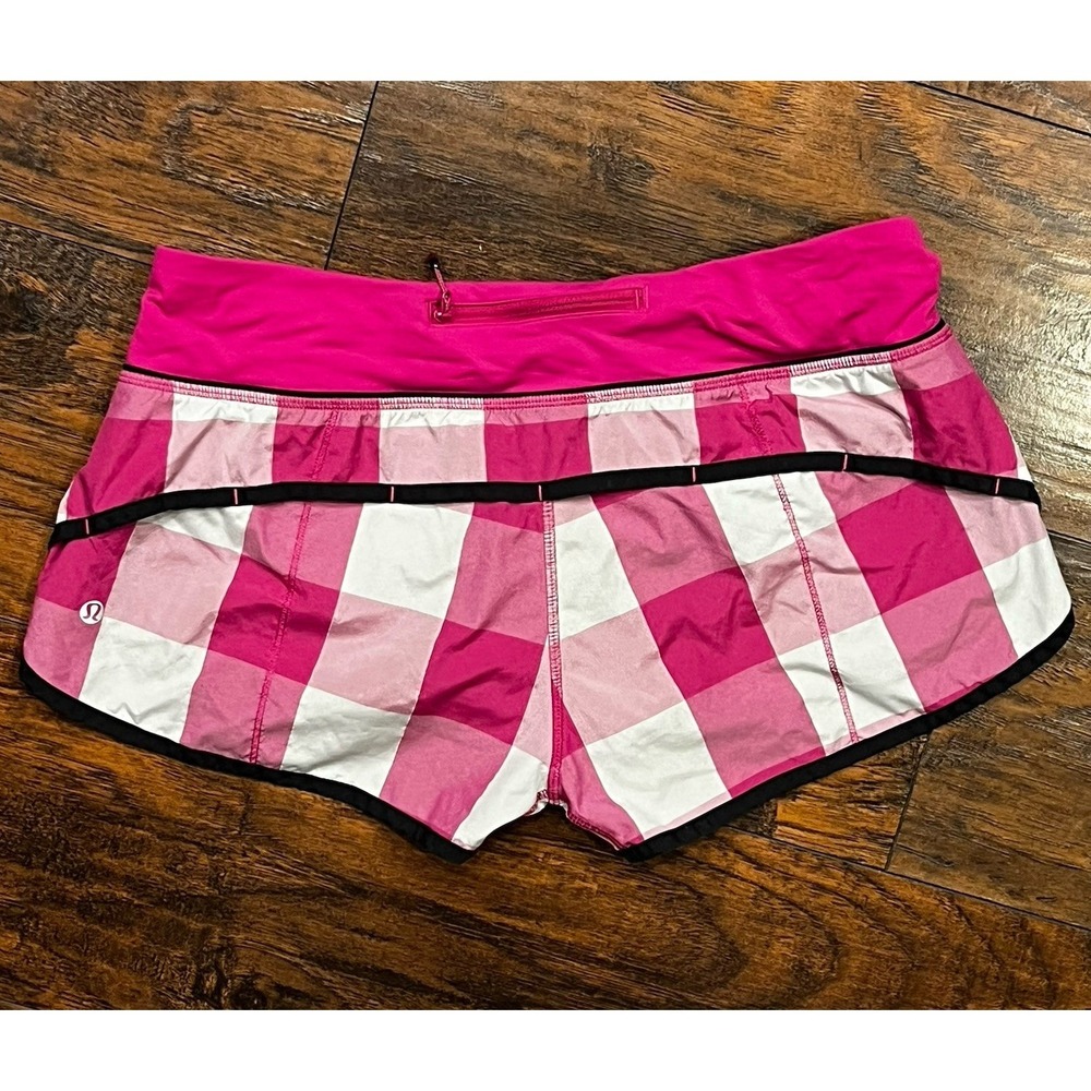 Lululemon Run Speed Short Gingham Check Reflective Swiftly Raspberry Size 8 - Picture 3 of 11